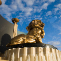 Famous pairs mgm bronze lion yard statue